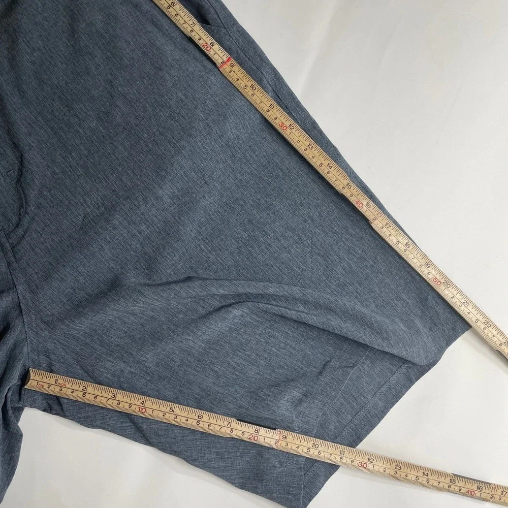 Abbot + Main Mens Hybrid Walk Shorts Blue Heathered 38 Quick Dry Utility Pocket